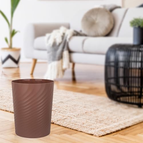 Image of UUJOLY Plastic Small Bathroom Trash Can Wastebasket Garbage Can, Brown | Sturdy-Easy to Clean, Bathroom, Laundry Room, Kitchen, Office, Kids Room, Dorm, Bedroom, 1.8 Gallon