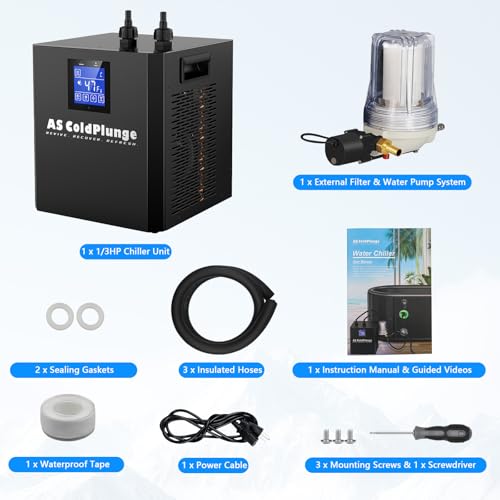 AS ColdPlunge Ice Bath Chiller & Cold Plunge Tub Kit, 1/3HP Cold Plunge Chiller with External Pump & Filter, XL 100 Gal Ice Pod, Cold Plunge Tub with Water Chiller for Cold Therapy Recovery - Thumbnail 7
