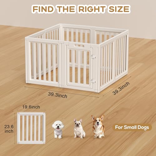 Image of Dog Playpen Indoor,Puppy Playpen,White 23.6 inch H, 8 Panels | Dog Play Pen Indoors with Open View, Tool-Free Setup, Multi-Shape Setup, Dog Pen for Dogs, Cats & Puppies