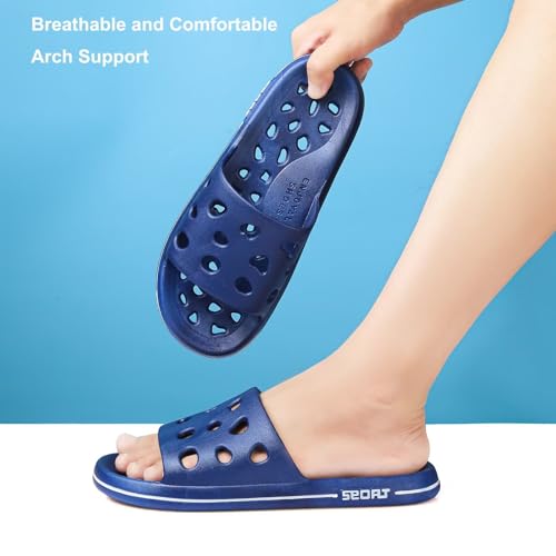 FINLEOO Shower Shoes for Women Men, Comfortable Arch Support Quick Drying Pool Slides, Non-Slip Beach Sandals Bathroom Travel College Dorm Shower Slippers3