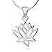 925 Sterling Silver Open Woman Lotus Flower Pendant Necklace Italian Silver Chain 18 inches