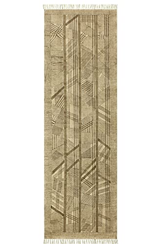 Tapis indien en coton marron Dhurrie extérieur et cuisine - 5