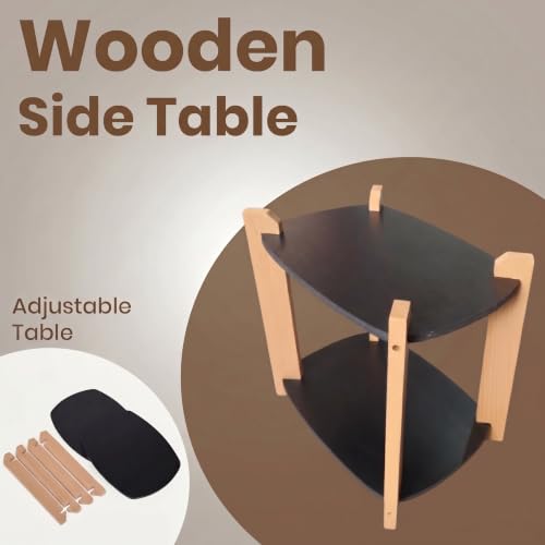 Image of Modern Rectangle Side Table, Home Decor for Living Room, Bed Side Tables for Bed Room, stools for Home, Furniture for Home, 2-Tier White Shelves