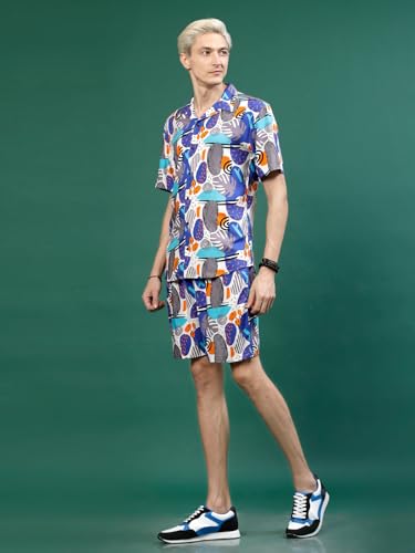 Image of Rigo Printed Co-Ord Set for Men | Casual Shirt & Shorts Night Suit | Lounge-wear Nightdress Pajama Set | Night Wear, Beach, Vacation Outfit