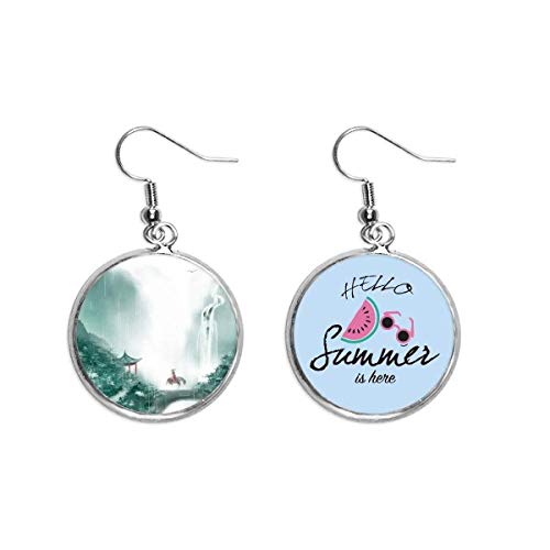 Pendientes de sandía en acuarela Mountain Rain hechos a mano para el verano