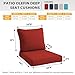 Sundale Outdoor Olefin Deep Seat Cushion Set of 2, Patio Chair Cushion and Pillow, Water-Resistant Sectional Sofa Pad with Straps Red, 24 x 24 x 4 Inches