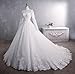 Winaiwi High Neck Lace Wedding Dresses Long Sleeve Ball Gown A Line Bridal Gowns for Women with Train White Size 16