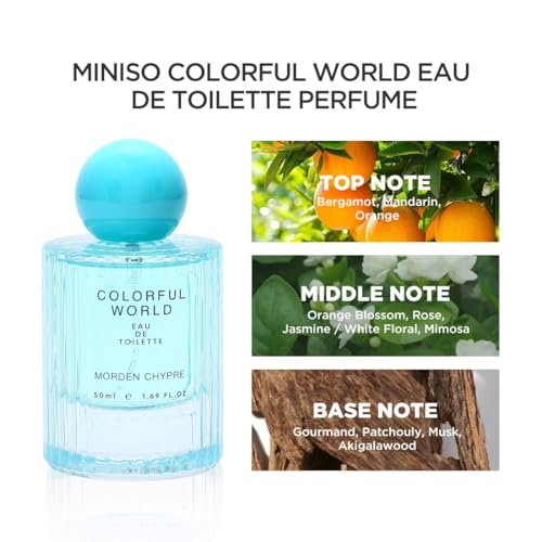 Image of MINISO Perfume for Women, EDT Luxury Perfume with Long Lasting Fragrance for Everyday Wear, Floral and Fruity Fresh Scent,Colorful World Serie (Morden Chypre),50ML