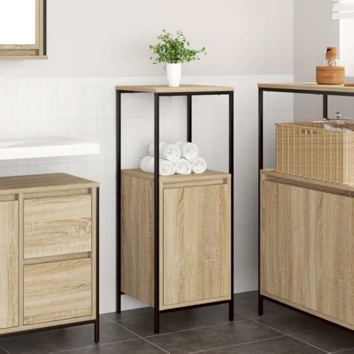 Gecheer Mueble de baño con estantes Roble Sonoma 36x35x95 cm,Columna Baño,Armario Baño,Armario Multiusos,Mueble Auxiliar Baño