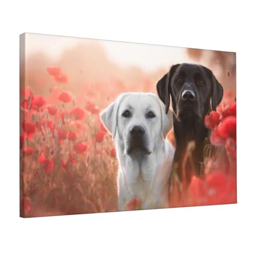 Toile murale abstraite labrador blanc VducK 45x30 cm pour décoration de salon