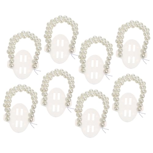 OATIPHO 8 Piezas Perlas De Muñeca Nupcial Ojetes Flor En El Ojal Brazalete Collar Diadema De Perlas Pulsera De Plata Delicada Hombres Pulseras Apiladas Oro Cadenas Ramo El Plastico