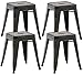 CLP Lot De 4 Tabourets Bas Armin en Métal I Siège sans Dossier Empilable I Tabouret Bas Carré Multi Usage I Charge Max. 200 kg, Couleur:Noir/Or
