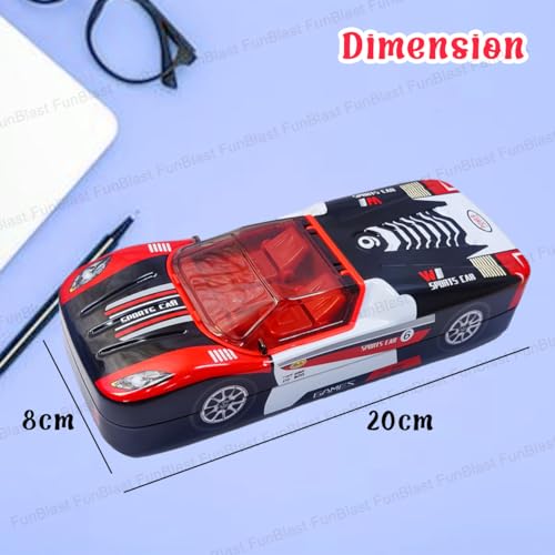 Image of FunBlast Metal Car Pencil Box for Kids, Double Layer Metal Pencil Case for Kids Boys, Stationery Organizer Box, Pen & Pencil Box for School Students, Return Gifts for Children (Color May Vary)