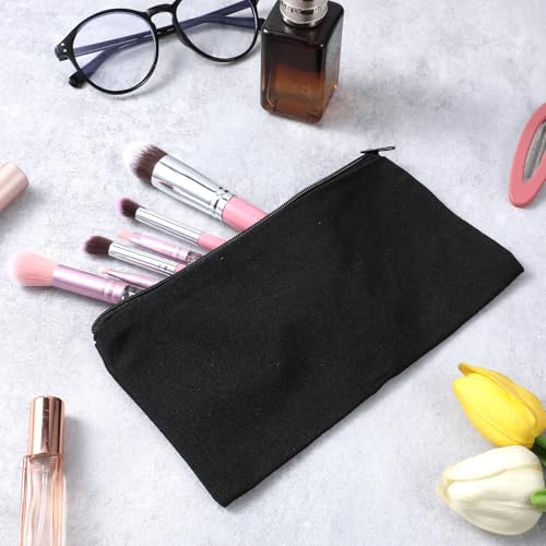 Image of 50 Pack Canvas Zipper pencil Pouch Bulk Blank DIY Craft Bag canvas makeup Pouch Multipurpose Toiletry Tote Bag for Makeup Travel Cosmetic Stationary Storage(Black)