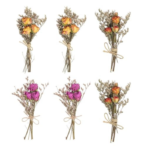 Mini Ramo de Flores Secas, 6 Piezas, Colores Variados