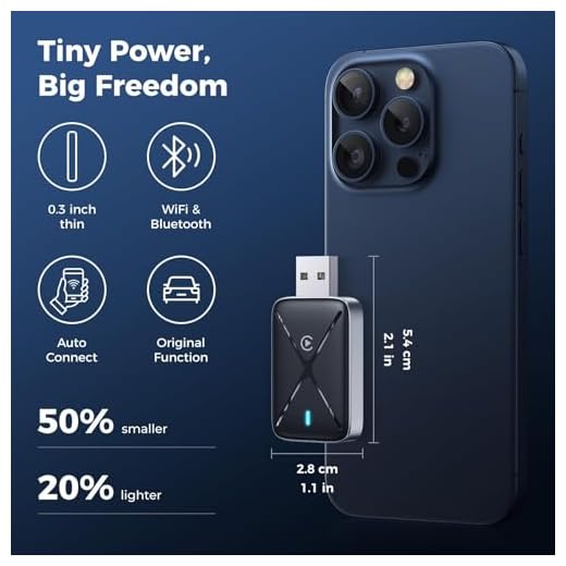 PASLDA Wireless Carplay Adapter with Fast Stable 5Ghz WiFi Bluetooth Connection, Wired to Wireless Carplay Adapter for Apple, Compatible with iPhone 6 or above/iOS10+ & Cars from 2016