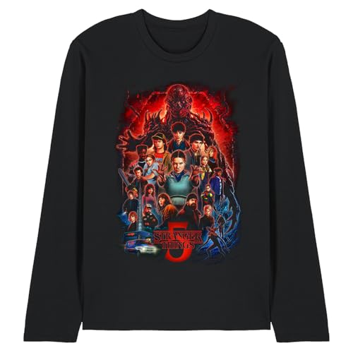 T-shirt Stranger Things 5 noir à manches longues unisexe