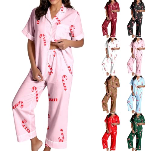 Christmas Pajamas For Women Set Short Sleeve Top And Long Pants Lounge Sets - image 1