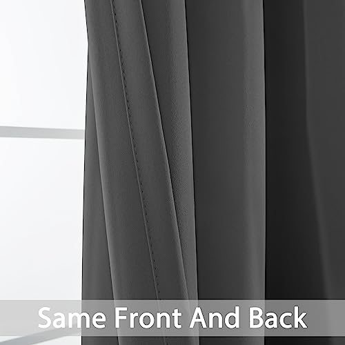 Yakamok Blackout Curtains Room Darkening Thermal Insulated Window Panels,Solid Grommet Top Drapes for Bedroom/Living Room(52Wx90L, Charcoal Grey, 2 Panels)