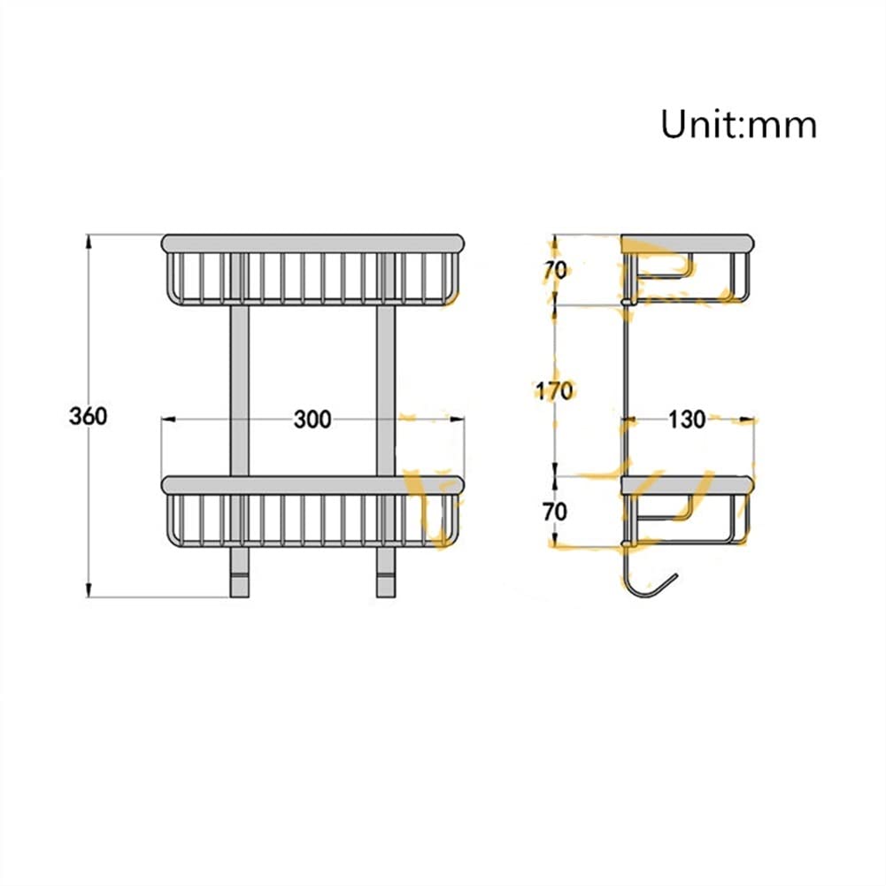 Estantes Flotantes Carrito De Ducha Estante De Baño Estante De Baño De Estilo Europeo Rectangular Estante De Gancho De Doble Capa De 30 Cm Montado En La Pared Latón Antiguo/Negro/Oro/Plata/Negro (Oro