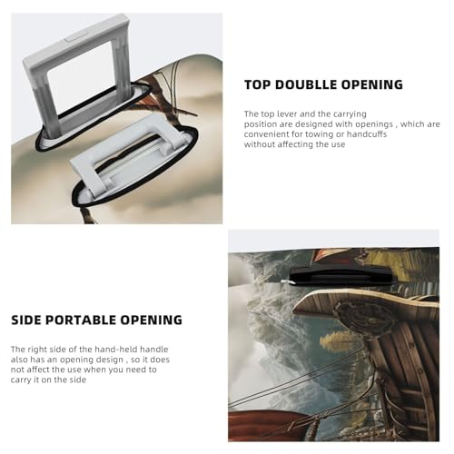 Elastic Travel Luggage Cover for Suitcase Tsa Approved Stretch Scratch-Resistant Suitcase Protector Cover Washable Old Viking Boat Baggage Covers Fits 18-32 Inch Luggage Case4