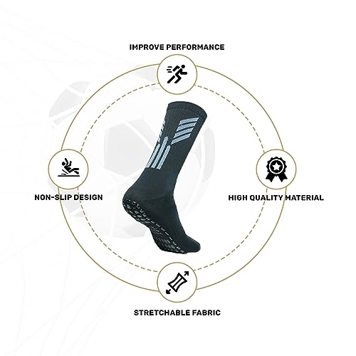 Image of Mizaki Anti-Slip Football Socks and Leg sleeve Combo Pack for Men & Women - Football Grip Stockings with Rubber Pad Grip Technology with UV Protection Leg sleeve