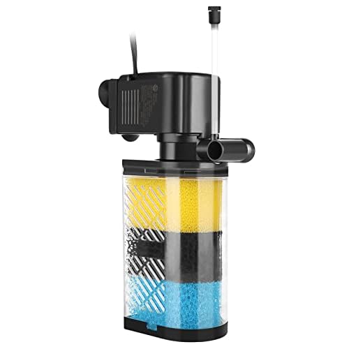 AquaMiracle Aquarium Filter 3-Stage in-Tank Filter Internal Fish Tank Filter Turtle Filter for 10-40 Gallon Fish Tanks with Dual Water Outlet & Aeration For 10-40 Gal Aquarium