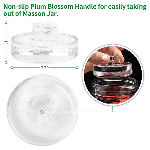 Sekmet Fermentation Glass Weights 6-Pack With Easy Grip Handle For Wide Mouth Mason Jar Fermenting Sauerkraut, Pickles,Kimchi Vegetables,Canning Supplies And More Home Fermented Foods Dishwasher Safe #TOP4