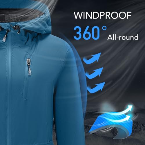 FARVALUE Women's Rain Jacket Waterproof Lightweight Packable Raincoat with Hood Outdoor Active Windbreaker3