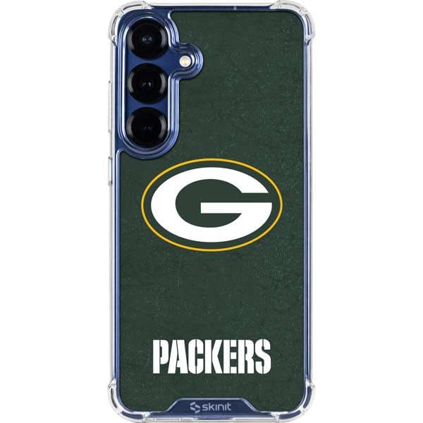 Skinit Clear Phone Case Compatible with Galaxy S25 - Officially Licensed NFL Green Bay Packers Distressed Design