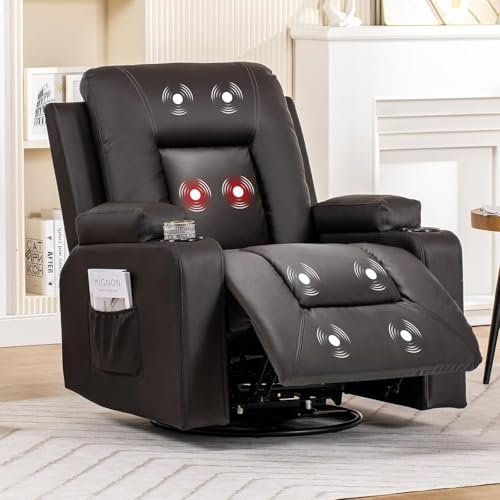 Photo 1 of **MISSING PARTS/NO ARMS**COMHOMA PU Leather Swivel Rocker Recliner With Cup Holders H7134 BLACK