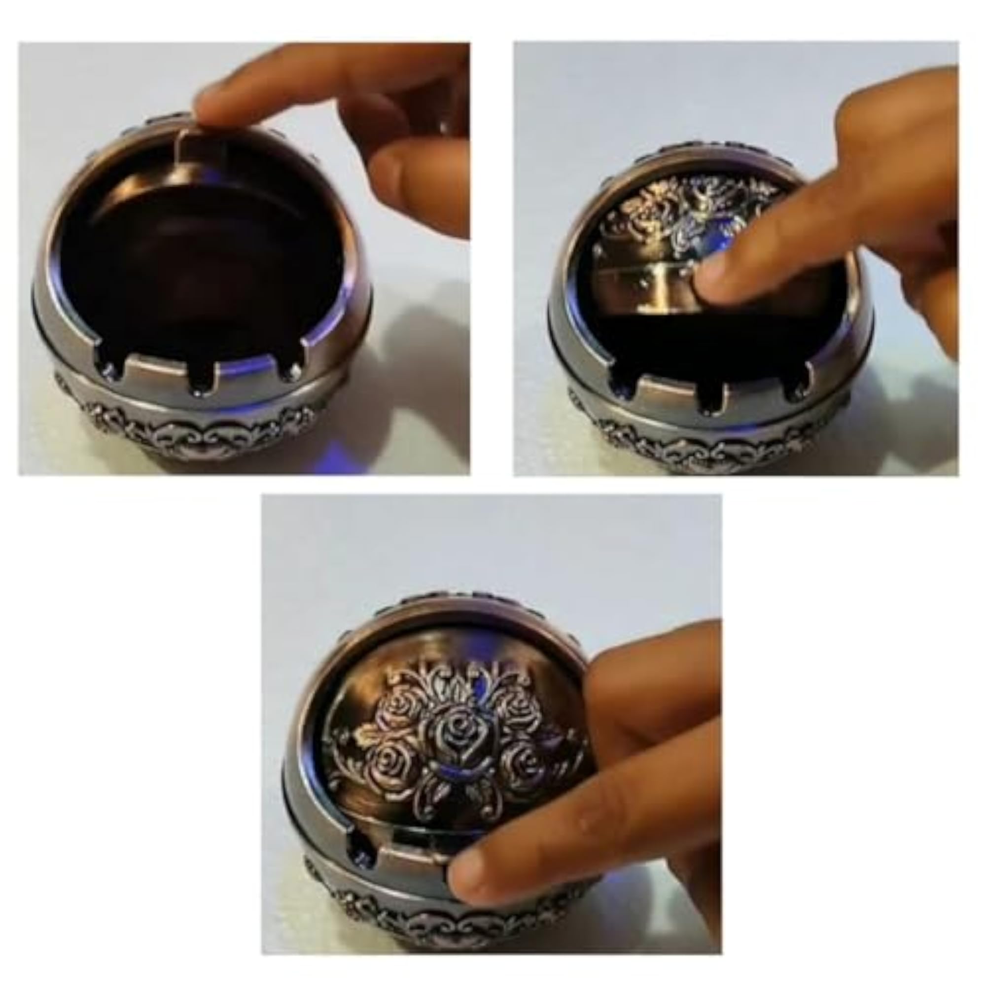 Vintage Metal Ashtray with Lid