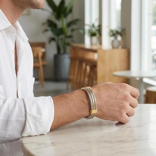 Pulsera de acero inoxidable para hombre estilo industrial moderno miniatura 5