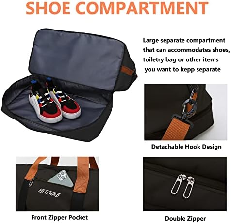 iKunst Weekender Overnight Bags, Large Gym Duffle Travel Tote Bags for Women and Men, Carry on Hospital Bags for Labor and Delivery, Weekend Bag Black 5 iKunst Weekender Overnight Bags, Large Gym Duffle Travel Tote Bags for Women and Men, Carry on Hospital Bags for Labor and Delivery, Weekend Bag Black