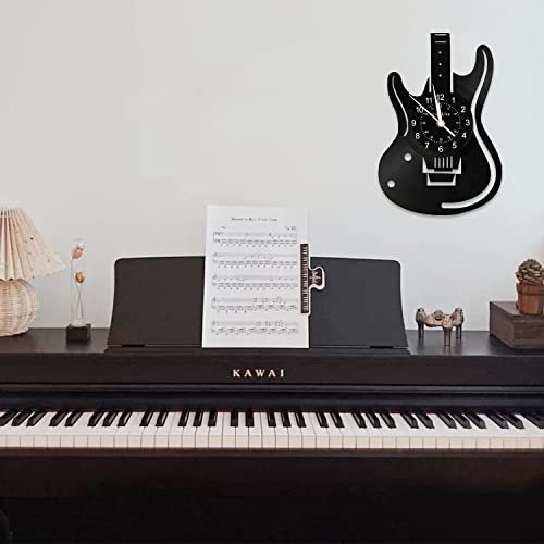 Kinglive Music Guitar Wall Clock, Music Instrument Vinyl Records Decorative Wall Clocks, 12 Inch Guitar Wall Bedroom Wall Music Studio Decor, Music Guitar For Him Dad Music Lovers #TOP3