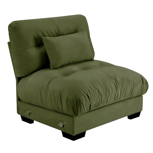 Image of SoarFlash Velvet Sectional Middle Position Sofa, Green