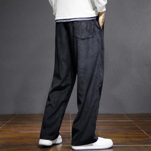 Corduroy Pants Men Casual Fashion Loose Fit Wide Leg Pant Straight Leg Classic Vintage Lounge Trousers with Pockets3