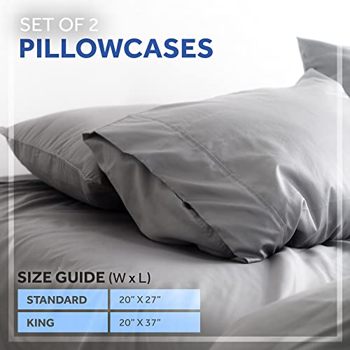 Miracle Made Pillow Cases - 2 Pack Stone, Standard - Extra Luxe Silver Infused Pillow Cases, Prevents 99.9% Of Dust Growth, 500 Thread Count Usa-Grown Cotton Pillowcases, Ultra Breathable, Bedding #TOP2