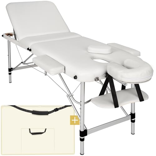 tectake® Table de Massage Pliante Professionnelle 3 Zones Aluminium Cosmetique Lit de Massage Table Esthetique Tatouage Portable avec Repose Bras, Housse de Transport...