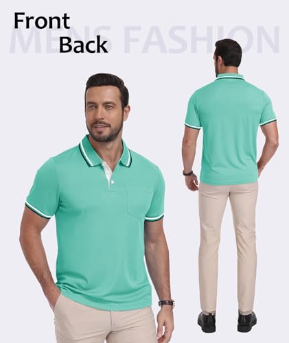 Image of ZITY Men Polo Shirts Short Sleeve with Pocket Golf Polo Wicking Shirts for Men Casual Collared T-Shirts