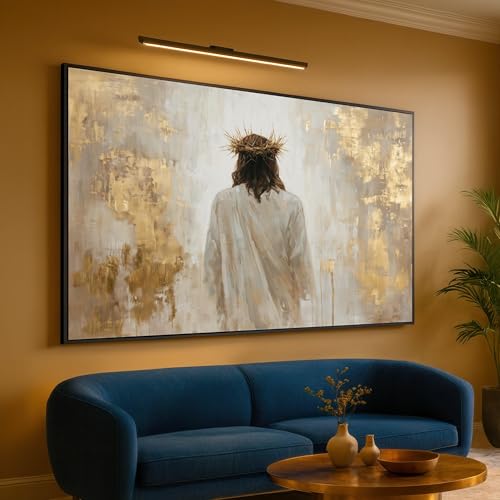 Toile Jésus abstrait doré une œuvre d'art inspirante sur la foi chez soi