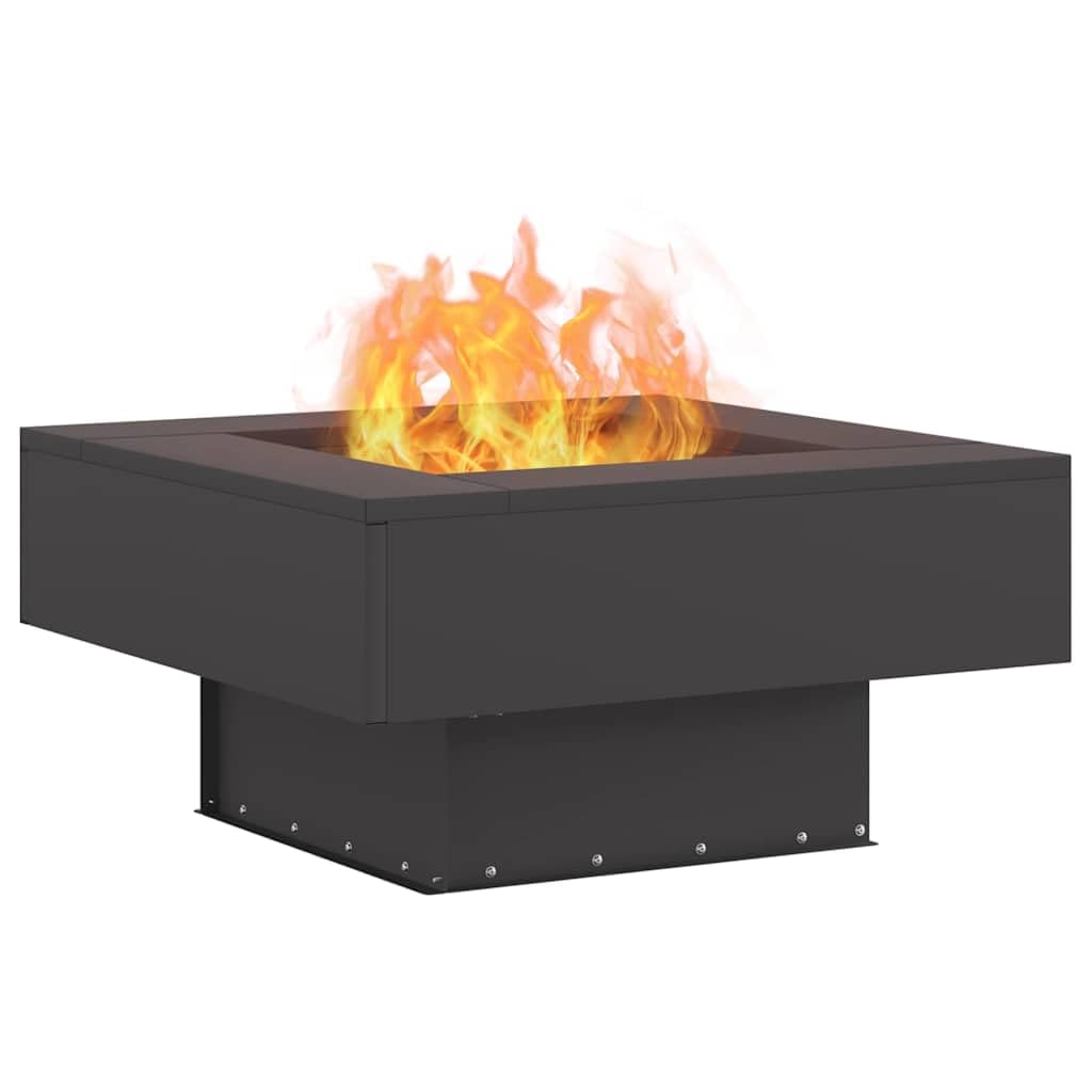 vidaXL Feuerstelle Schwarz 60 x 60 x 30 cm Stahl, Stylischer moderner Feuerplatz, quadratische Feuerstellen für draußen, langlebige Heizlösung und Dekoration