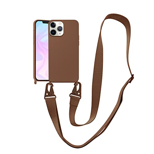 Image of Compatible with iPhone 11 Pro Case with Lanyard Crossbody iPhone Case with Strap Adjustable Shockproof Drop Protection Silicone Phone Cover for iPhone 11 Pro 5.8'' Brown