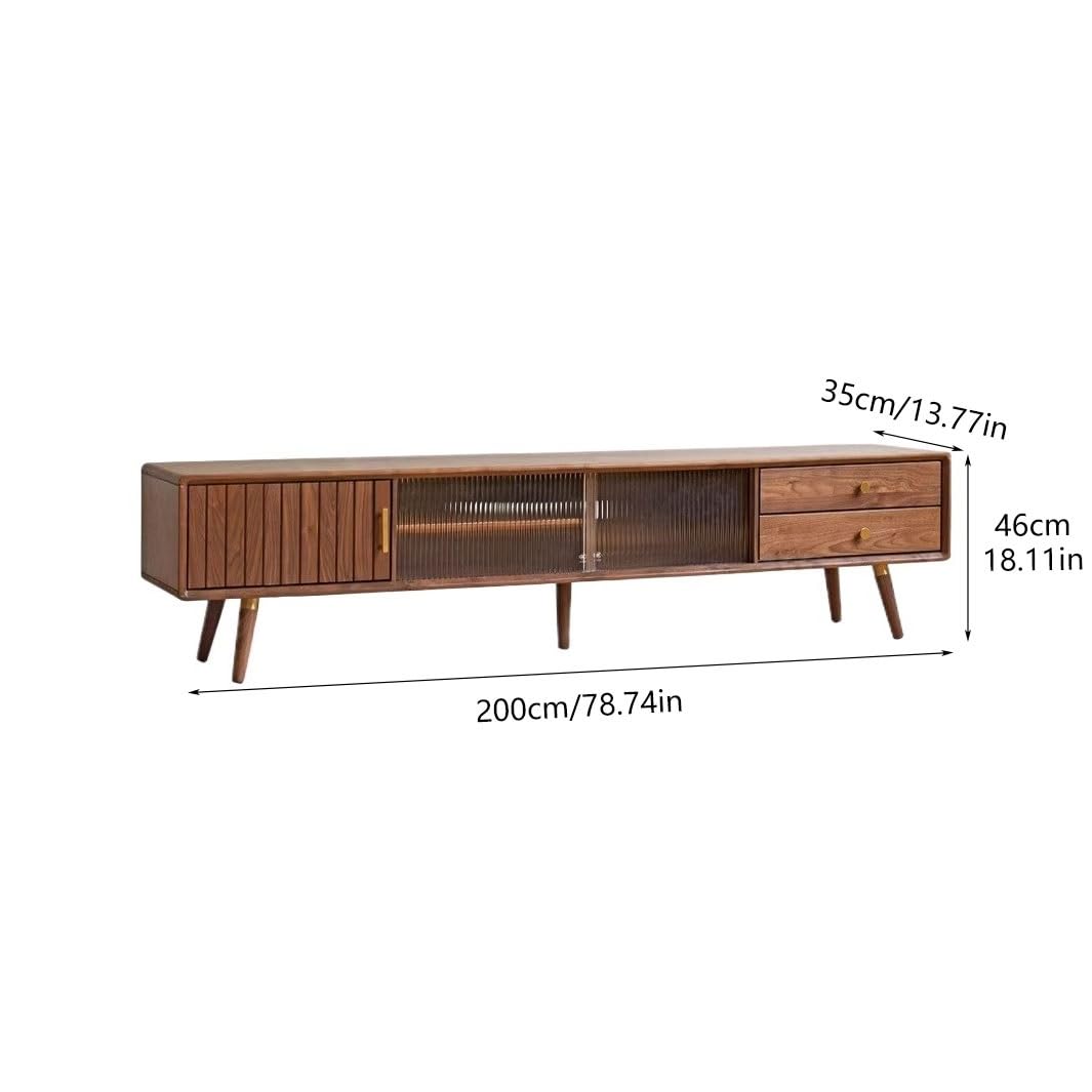 Entertainment Center, tavolo da 200 cm, in legno massello, rustico, per casa, soggiorno, mobili in vetro, adatto per hotel, alloggi in famiglia, ecc