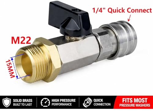 Image of Fieldstar Pressure Washer Nozzle Kit with Connector (5 Spray Nozzles), M22 to 1 /4 inch Quick Connect, High Pressure Car Wash Spray, Fits Most Car Washer Pipes