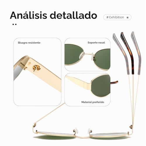 Miniatura 5 de Kimorn Retro Gafas De Sol Elípticas Para Hombres Y Mujeres Gafas De Sol De Moda Clásicas Gafas De Sol Uv400 Protección K1653 Oro Verde