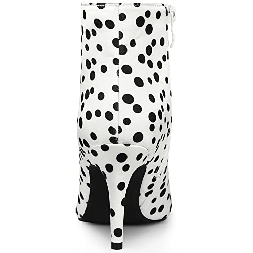 Allegra K Women's Polka Dots Pointed Toe Stiletto Heel Satin Ankle Boots4