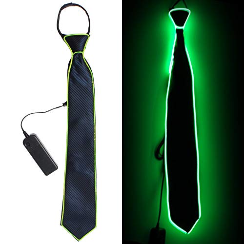 Bonamana LED Leuchten Krawatten Kostüm Zubehör für Neue Jahre Rave Party Leuchten Krawatte (Grün)