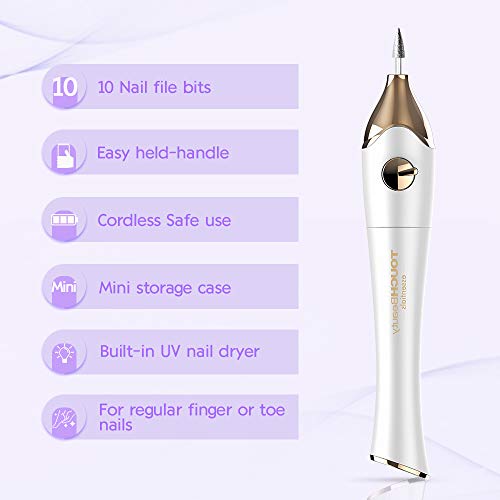 Touchbeauty Electric Nail File Drill With 10Pcs Nail Bits For Natural Nails, Manicure Pedicure Set With Uv Light Stand, Nail Buffer Drill Polisher Fingernails Toenails Care Set #TOP1
