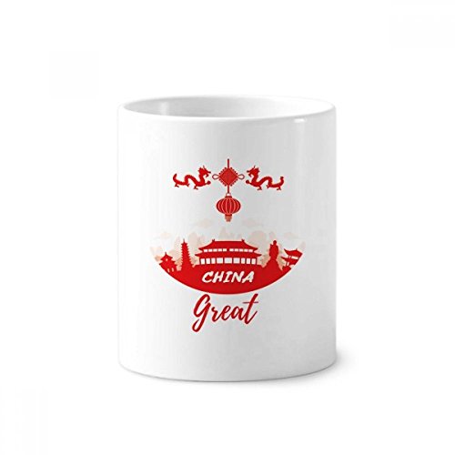 Gobelet en céramique porte-brosse à dents Chine rouge et pot à crayons blanc 350ml